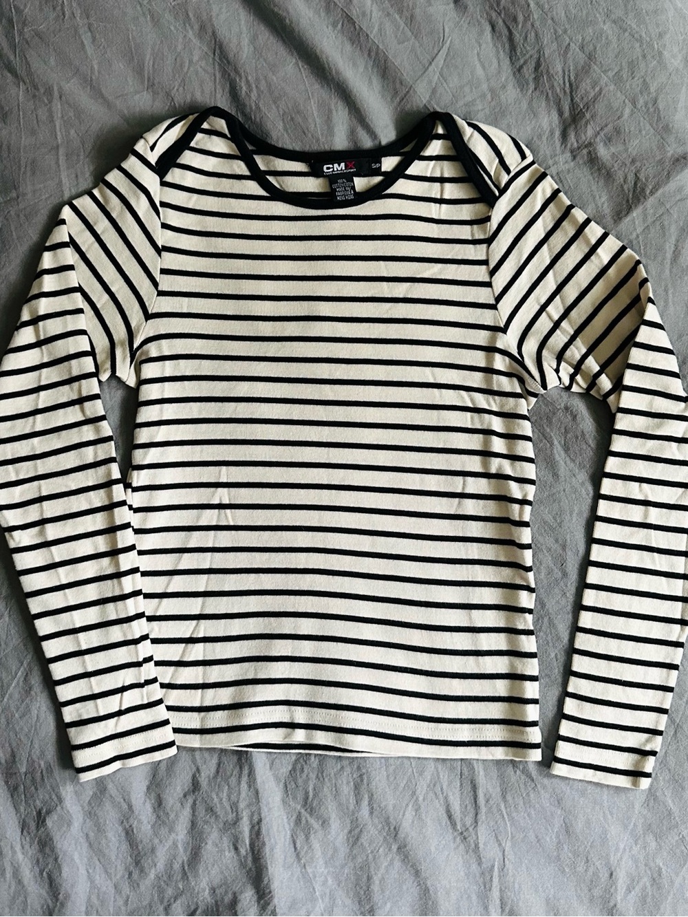 Vintage Y2K era CMX Club Monaco Sport boatneck striped cotton top